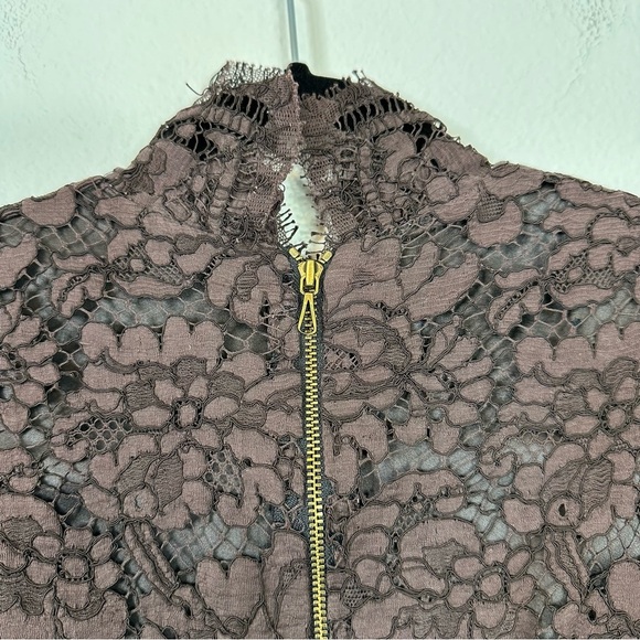 Dennis Merotto lace sheath dress knee length chocolate brown wedding guest - Picture 4 of 7